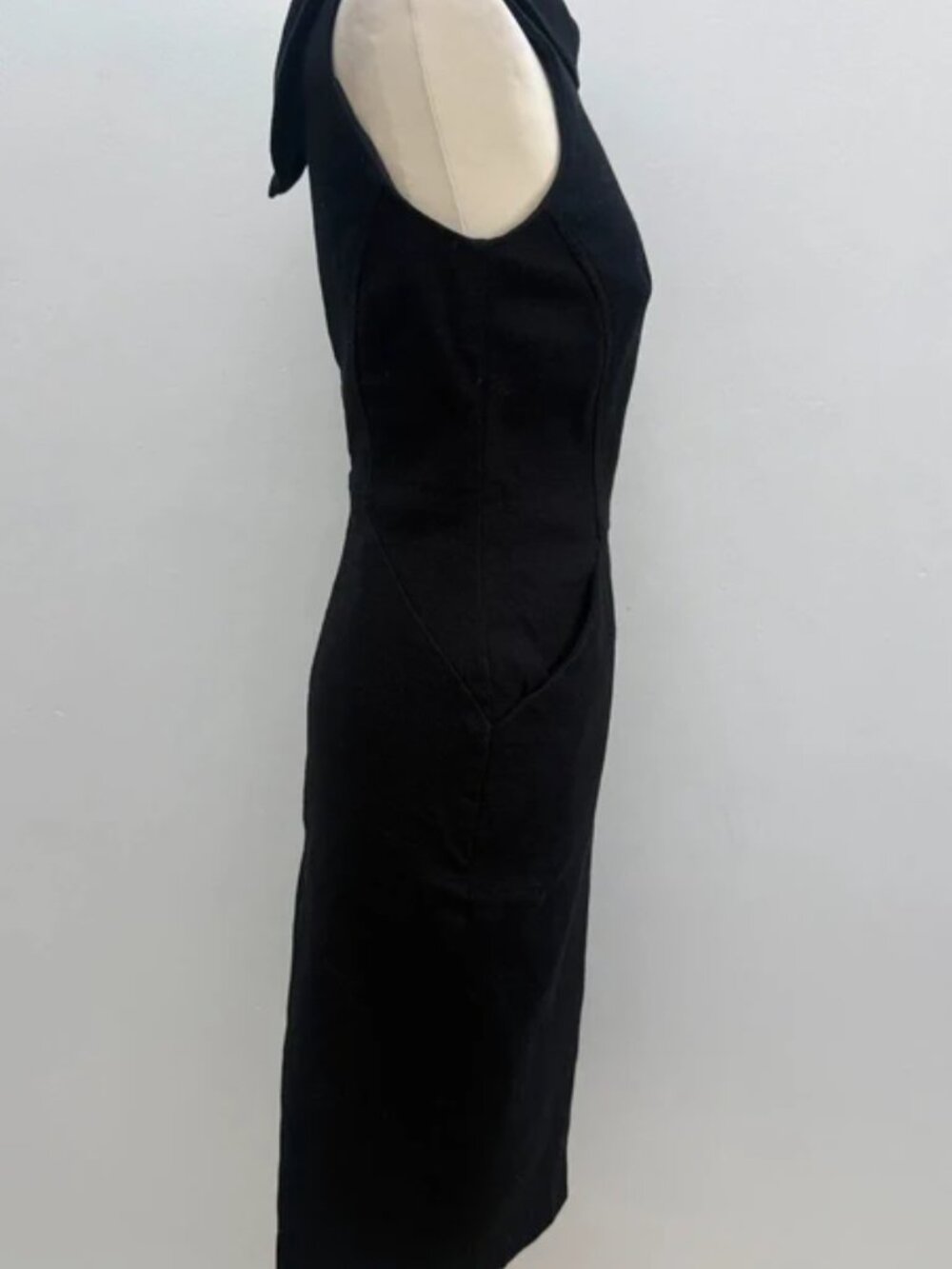 Boden Black Textured Collared Pencil Dress Size 8 - Picture 2 of 5
